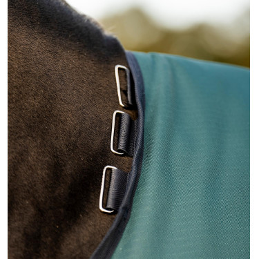 Couverture Horseware Amigo Ripstop 900D Poney Turnout 100g Vert dynastie / marine / argent