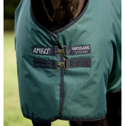 Couverture Horseware Amigo Ripstop 900D Poney Turnout 100g Vert dynastie / marine / argent