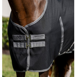 Couverture de box Horseware Rambo doublure microfibre Noir / orage / gris argent