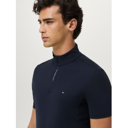 Polo d'entrainement Rialto Tommy Hilfiger Equestrian 1/4 Zip manches courtes homme Desert sky Bleu