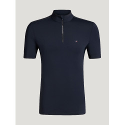 Polo d'entrainement Rialto Tommy Hilfiger Equestrian 1/4 Zip manches courtes homme Desert sky Bleu