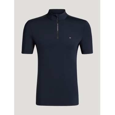 Polo d'entrainement Rialto Tommy Hilfiger Equestrian 1/4 Zip manches courtes homme Desert sky Bleu