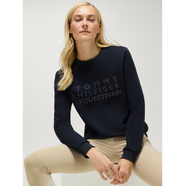 Pull col rond Belair à strass Tommy Hilfiger Equestrian femme Desert sky Bleu Pull col rond Belair à strass Tommy Hilfiger Equestrian femme Desert sky Bleu