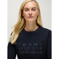 Pull col rond Belair à strass Tommy Hilfiger Equestrian femme Desert sky Bleu Pull col rond Belair à strass Tommy Hilfiger Equestrian femme Desert sky Bleu