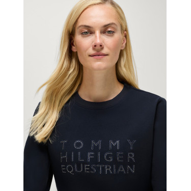 Pull col rond Belair à strass Tommy Hilfiger Equestrian femme Desert sky Bleu Pull col rond Belair à strass Tommy Hilfiger Equestrian femme Desert sky Bleu