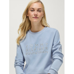 Pull col rond Belair à strass Tommy Hilfiger Equestrian femme Bleu doux