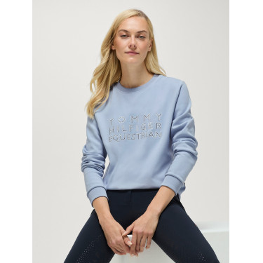 Pull col rond Belair à strass Tommy Hilfiger Equestrian femme Bleu doux