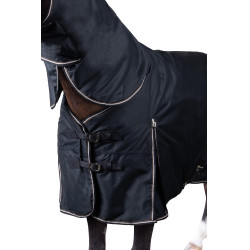 Couverture d'extérieur avec couvre-encolure Glasgow 100g poney Horze 600D Myrtille Gris