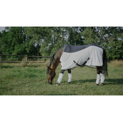 Couverture Equithème Flycool Marine / blanc Bleu