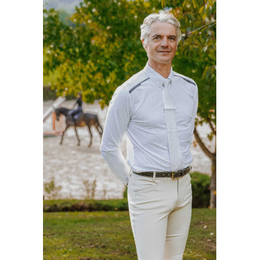 Polo de concours manches longues Equithème Adrien homme Blanc