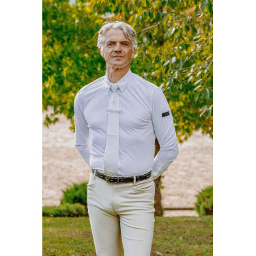 Polo de concours manches longues Equithème Adrien homme Blanc