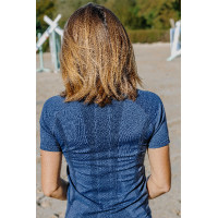 T-Shirt seamless manches courtes Equithème Elena femme Marine Bleu marine