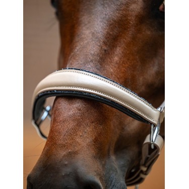 Licol en cuir Equestrian Stockholm anatomic scintillant Sable Beige