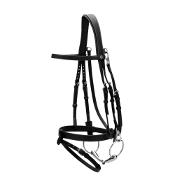 Bridon Cuir Plat Avec Mousquetons Working by Dy'on Noir