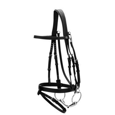 Bridon Cuir Plat Avec Mousquetons Working by Dy'on Noir
