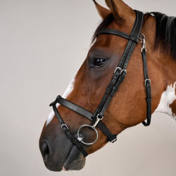 Bridon Cuir Plat Avec Mousquetons Working by Dy'on Noir