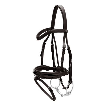 Bridon Muserolle Combinée Large Vernie Working By Dy'on Noir