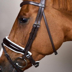 Bridon Working by Dy'on Muserolle Combinée Large Vernie Doublure Blanche Brun Marron