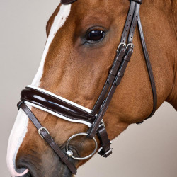 Bridon Working by Dy'on Muserolle Combinée Large Vernie Doublure Blanche Brun Marron