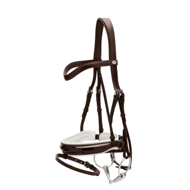 Bridon Working by Dy'on Muserolle Combinée Large Vernie Doublure Blanche Brun Marron