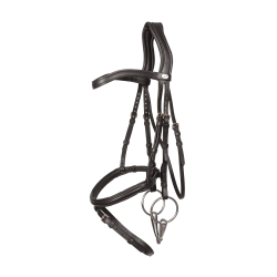 Bridon Muserolle Combinée Dy'on en Cuir Souple Noir