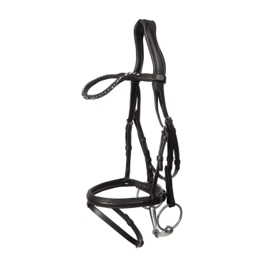 Bridon Muserolle Moyenne Combinée Cuir Souple Dy'on Noir Bridon Muserolle Moyenne Combinée Cuir Souple Dy'on Noir