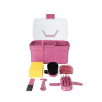 Boîte et brosses de pansage Horze enfant Violet rouge Bordeaux Boîte et brosses de pansage Horze enfant Violet rouge Bordeaux