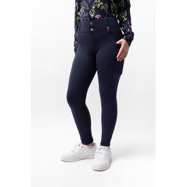 Pantalon d'équitation Horze Mira enfant fond intégral Ouverture Bleu marine