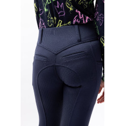 Pantalon d'équitation Horze Mira enfant fond intégral Ouverture Bleu marine