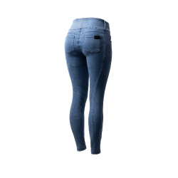 Pantalon Horze Carolyn denim fullgrip femme Denim clair Bleu
