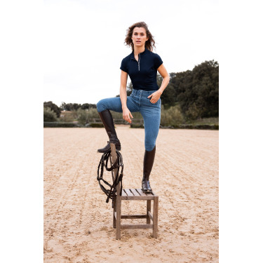 Pantalon Horze Carolyn denim fullgrip femme Denim clair Bleu