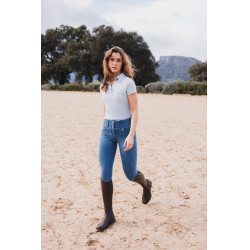 Pantalon Horze Carolyn denim fullgrip femme Denim clair Bleu