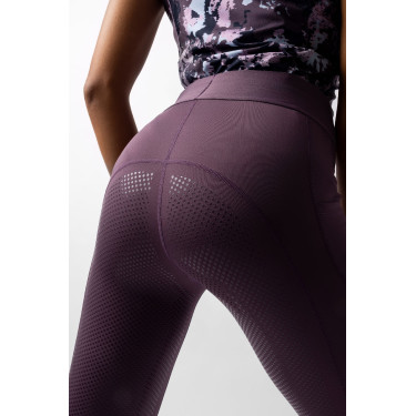 Legging d'équitation Horze Maia fond intégral femme Prune noir Violet