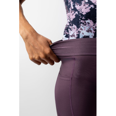 Legging d'équitation Horze Maia fond intégral femme Prune noir Violet