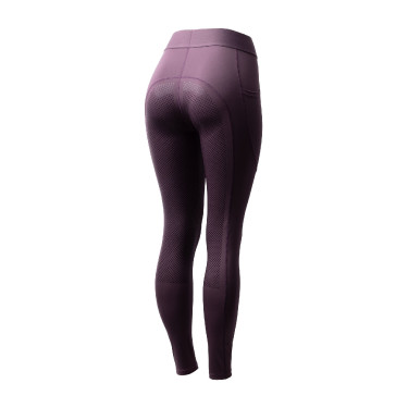Legging d'équitation Horze Maia fond intégral femme Prune noir Violet
