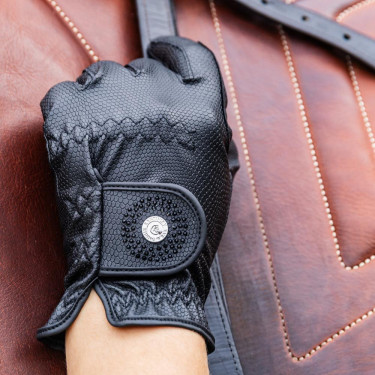 Gants d'équitation avec Grip et Paillettes Kentucky Noir Gants d'équitation avec Grip et Paillettes Kentucky Noir