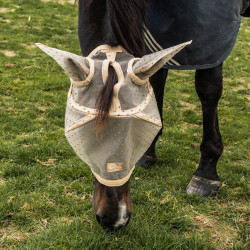 Masque anti-mouche cœur avec oreilles et nez Kentucky Beige à carreaux