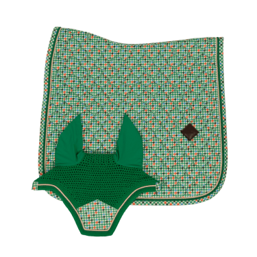 Tapis de Selle Velvet Pied-de-Poule Dressage Kentucky Vert clair / colourful