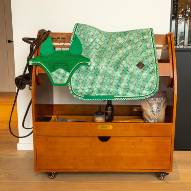 Tapis de Selle Velvet Pied-de-Poule Dressage Kentucky Vert clair / colourful