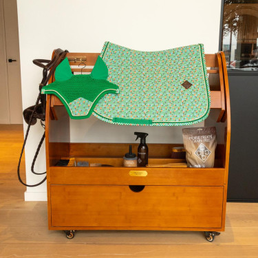 Tapis de Selle Velvet Pied-de-Poule Jumping Kentucky Vert clair / colourful