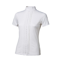 Polo de concours Tattini fille rangées de strass Blanc