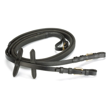 Rênes Daslö en caoutchouc boucles inox poney