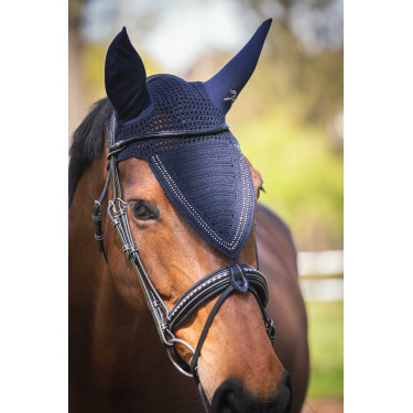 Bonnet pour chevaux long Pénélope strass Marine Bleu marine