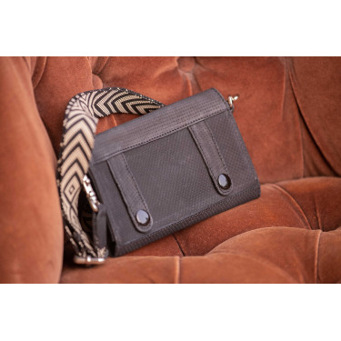 Pochette Pénélope Phone Pocket cuir perforé noir