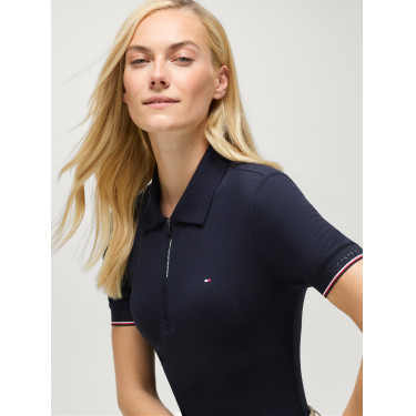 Polo zippé Anaheim Tommy Hilfiger Equestrian femme Desert sky Bleu Polo zippé Anaheim Tommy Hilfiger Equestrian femme Desert sky Bleu