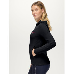Sweat zippé à capuche Tommy Hilfiger Equestrian femme Whitney Desert sky Bleu Sweat zippé à capuche Tommy Hilfiger Equestrian femme Whitney Desert sky Bleu