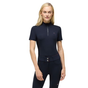 T-shirt d'entrainement Tommy Hilfiger Equestrian Palma 1/4 Zip femme manches courtes Desert sky Bleu