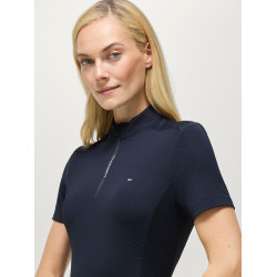 T-shirt d'entrainement Tommy Hilfiger Equestrian Palma 1/4 Zip femme manches courtes Desert sky Bleu