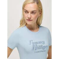 T-shirt manches courtes strass Tommy Hilfiger Equestrian Malibu femme Sweet blue Bleu