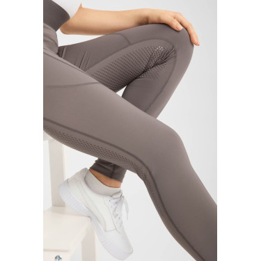 Legging d'équitation Horze Maia fond intégral femme Bois flotté Gris